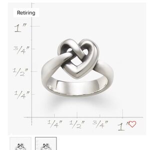 James Avery size 7.5 heart knot ring